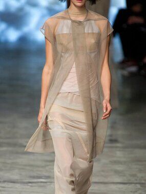 Rick Owens Island River Vest Plain Short Mantle Parchment S/S 2013 Size IT 40 US